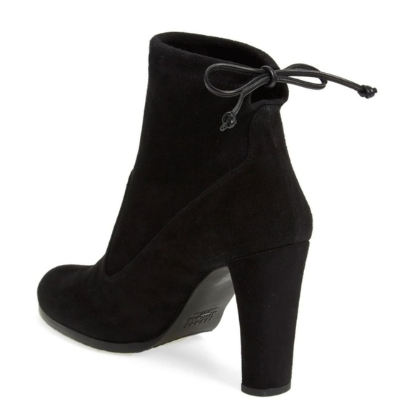 Stuart Weitzman Ankle Boot Perfection Glove Heel bootie Tie back black suede - Picture 13 of 14